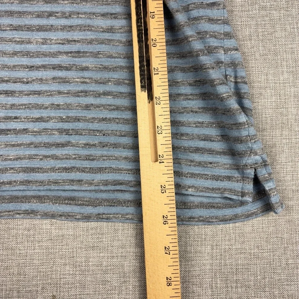 Vince Polo Shirt Mens Large Blue Grey Striped Lightweight Short Sleeve
